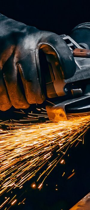 person working on machinery
