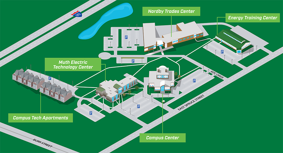 Campus map of Mitchell Technical College